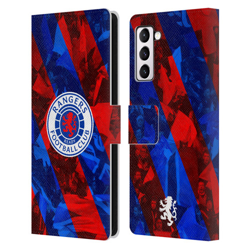 Rangers FC Crest Stadium Stripes Leather Book Wallet Case Cover For Samsung Galaxy S21+ 5G