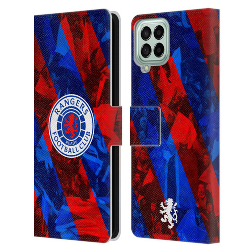 Rangers FC Crest Stadium Stripes Leather Book Wallet Case Cover For Samsung Galaxy M53 (2022)