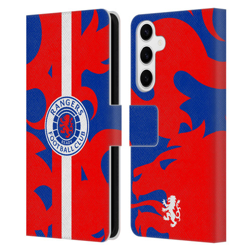 Rangers FC Crest Lion Rampant Pattern Leather Book Wallet Case Cover For Samsung Galaxy S24+ 5G