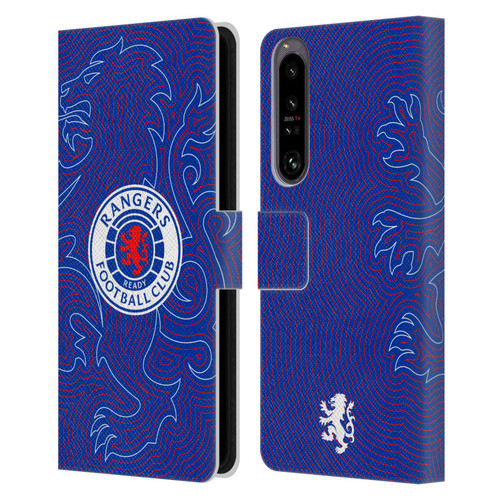 Rangers FC Crest Lion Pinstripes Pattern Leather Book Wallet Case Cover For Sony Xperia 1 IV
