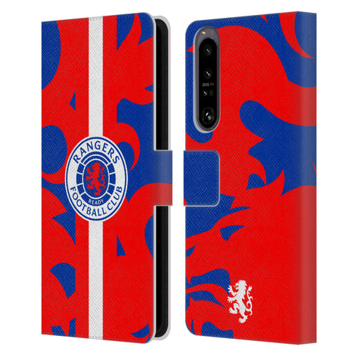 Rangers FC Crest Lion Rampant Pattern Leather Book Wallet Case Cover For Sony Xperia 1 IV
