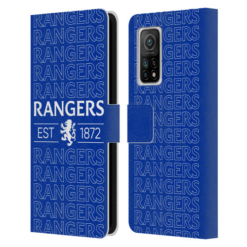 Rangers FC Crest Typography Leather Book Wallet Case Cover For Xiaomi Mi 10T 5G