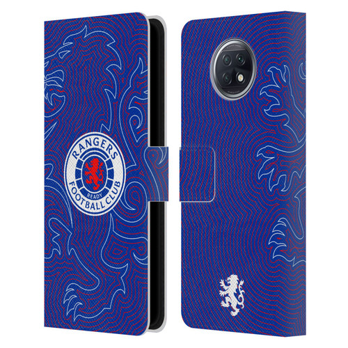 Rangers FC Crest Lion Pinstripes Pattern Leather Book Wallet Case Cover For Xiaomi Redmi Note 9T 5G