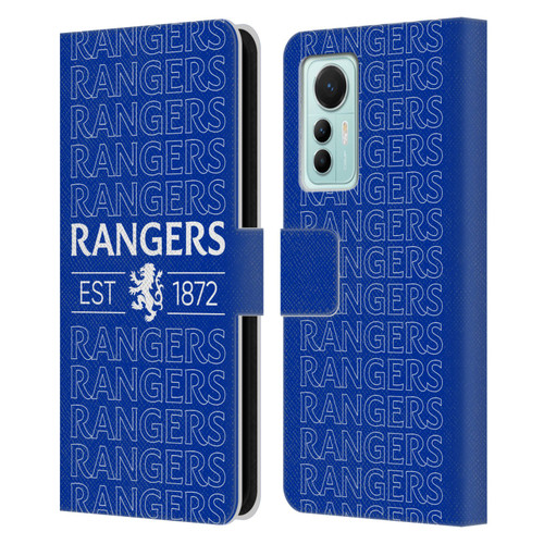Rangers FC Crest Typography Leather Book Wallet Case Cover For Xiaomi 12 Lite