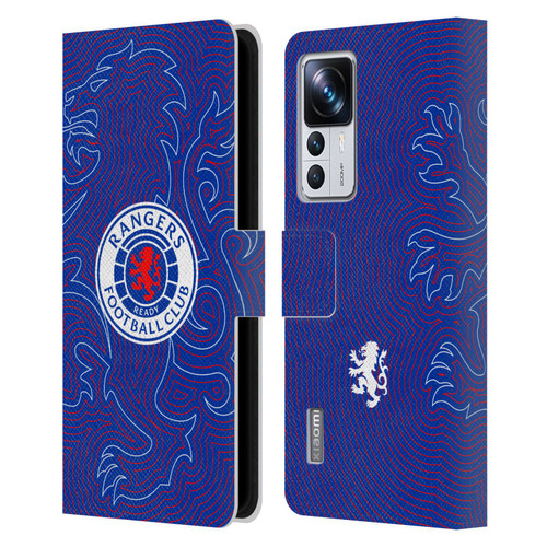 Rangers FC Crest Lion Pinstripes Pattern Leather Book Wallet Case Cover For Xiaomi 12T Pro
