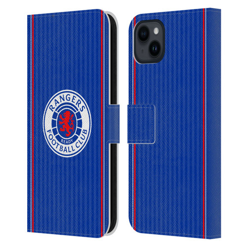 Rangers FC 2023/24 Kit Home Leather Book Wallet Case Cover For Apple iPhone 15 Plus