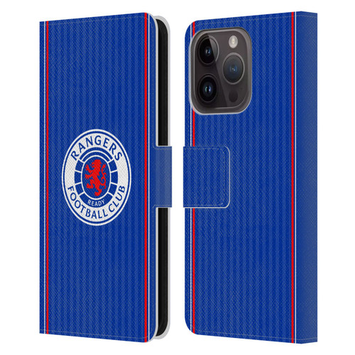 Rangers FC 2023/24 Kit Home Leather Book Wallet Case Cover For Apple iPhone 15 Pro