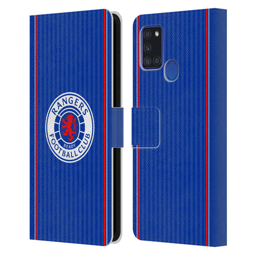 Rangers FC 2023/24 Kit Home Leather Book Wallet Case Cover For Samsung Galaxy A21s (2020)
