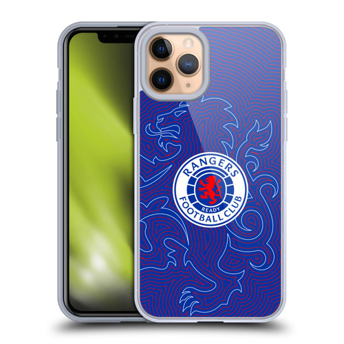Rangers FC Crest Lion Pinstripes Pattern Soft Gel Case for Apple iPhone 11 Pro & MagSafe