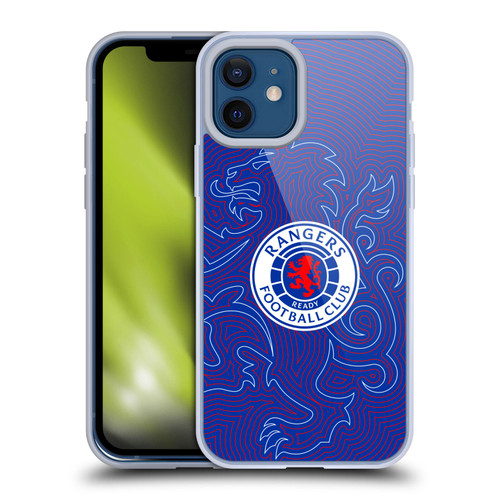 Rangers FC Crest Lion Pinstripes Pattern Soft Gel Case for Apple iPhone 12 / iPhone 12 Pro & MagSafe