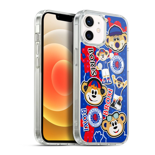 Rangers FC Crest Mascot Sticker Collage Soft Gel Case for Apple iPhone 12 / iPhone 12 Pro & MagSafe