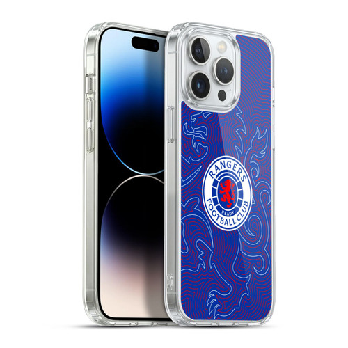 Rangers FC Crest Lion Pinstripes Pattern Soft Gel Case for Apple iPhone 13 Pro Max & MagSafe
