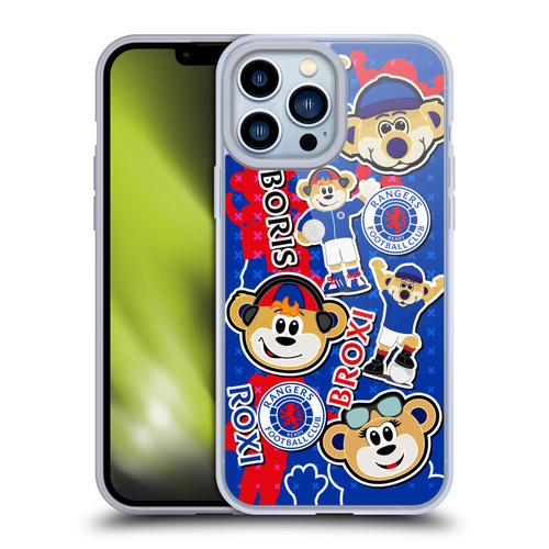 Rangers FC Crest Mascot Sticker Collage Soft Gel Case for Apple iPhone 13 Pro Max