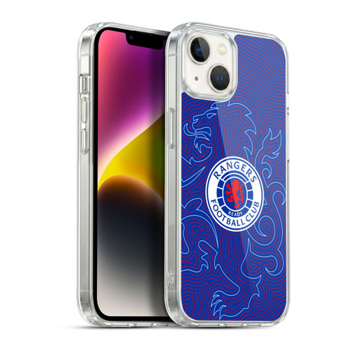 Rangers FC Crest Lion Pinstripes Pattern Soft Gel Case for Apple iPhone 14 Plus & MagSafe