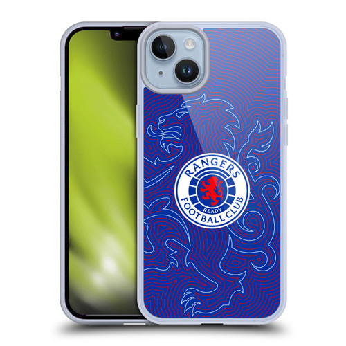 Rangers FC Crest Lion Pinstripes Pattern Soft Gel Case for Apple iPhone 14 Plus