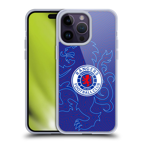 Rangers FC Crest Lion Pinstripes Pattern Soft Gel Case for Apple iPhone 14 Pro Max