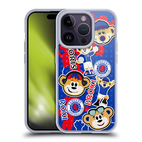 Rangers FC Crest Mascot Sticker Collage Soft Gel Case for Apple iPhone 14 Pro