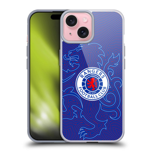 Rangers FC Crest Lion Pinstripes Pattern Soft Gel Case for Apple iPhone 15 & MagSafe