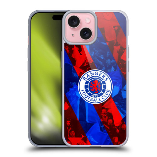 Rangers FC Crest Stadium Stripes Soft Gel Case for Apple iPhone 15 & MagSafe