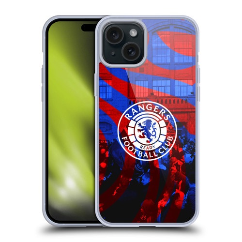 Rangers FC Crest Logo Stadium Soft Gel Case for Apple iPhone 15 Plus