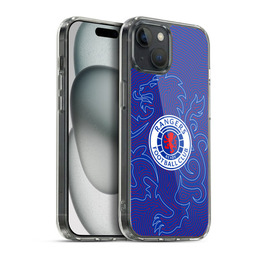 Rangers FC Crest Lion Pinstripes Pattern Soft Gel Case for Apple iPhone 15 Plus & MagSafe