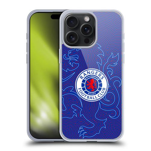 Rangers FC Crest Lion Pinstripes Pattern Soft Gel Case for Apple iPhone 15 Pro Max & MagSafe