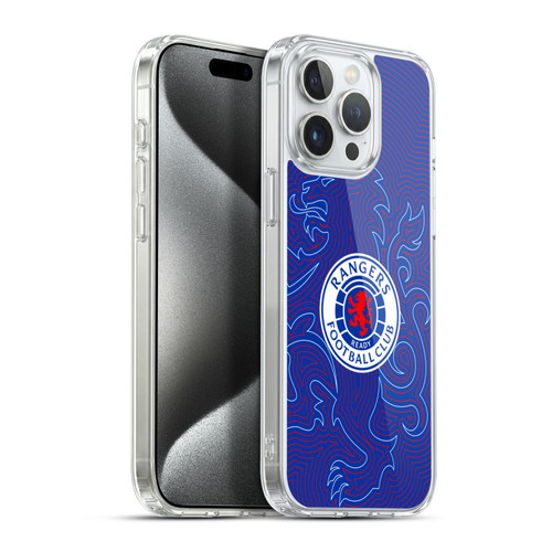 Rangers FC Crest Lion Pinstripes Pattern Soft Gel Case for Apple iPhone 15 Pro Max & MagSafe