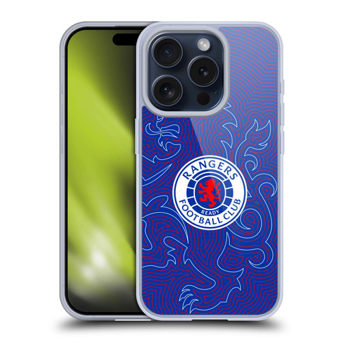 Rangers FC Crest Lion Pinstripes Pattern Soft Gel Case for Apple iPhone 15 Pro & MagSafe
