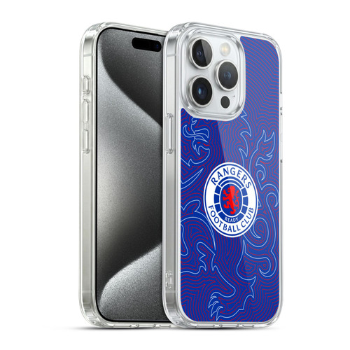 Rangers FC Crest Lion Pinstripes Pattern Soft Gel Case for Apple iPhone 15 Pro & MagSafe