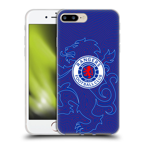 Rangers FC Crest Lion Pinstripes Pattern Soft Gel Case for Apple iPhone 7 Plus / iPhone 8 Plus & MagSafe