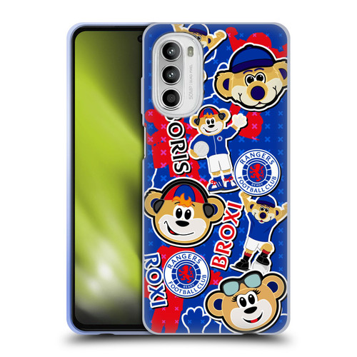 Rangers FC Crest Mascot Sticker Collage Soft Gel Case for Motorola Moto G52