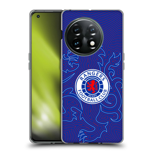 Rangers FC Crest Lion Pinstripes Pattern Soft Gel Case for OnePlus 11 5G