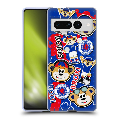 Rangers FC Crest Mascot Sticker Collage Soft Gel Case for Google Pixel 7 Pro