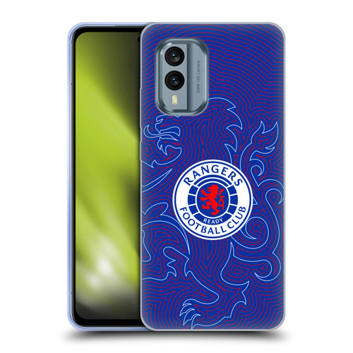 Rangers FC Crest Lion Pinstripes Pattern Soft Gel Case for Nokia X30