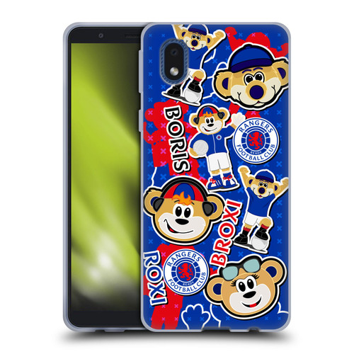 Rangers FC Crest Mascot Sticker Collage Soft Gel Case for Samsung Galaxy A01 Core (2020)