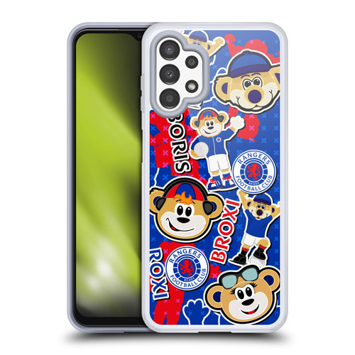 Rangers FC Crest Mascot Sticker Collage Soft Gel Case for Samsung Galaxy A13 (2022)