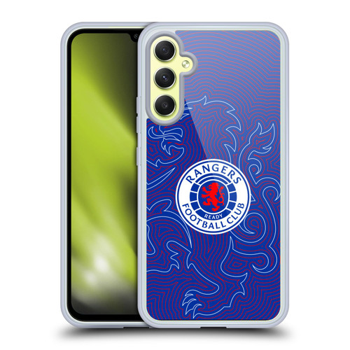 Rangers FC Crest Lion Pinstripes Pattern Soft Gel Case for Samsung Galaxy A34 5G