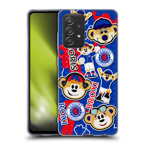 Rangers FC Crest Mascot Sticker Collage Soft Gel Case for Samsung Galaxy A52 / A52s / 5G (2021)