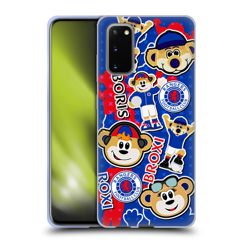 Rangers FC Crest Mascot Sticker Collage Soft Gel Case for Samsung Galaxy S20 / S20 5G
