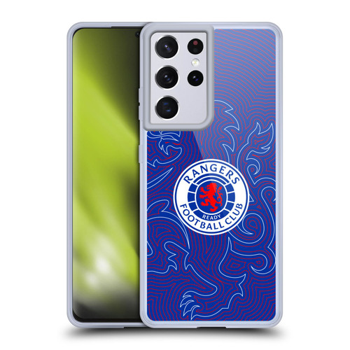 Rangers FC Crest Lion Pinstripes Pattern Soft Gel Case for Samsung Galaxy S21 Ultra 5G