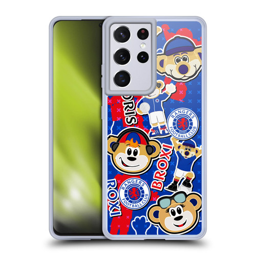 Rangers FC Crest Mascot Sticker Collage Soft Gel Case for Samsung Galaxy S21 Ultra 5G