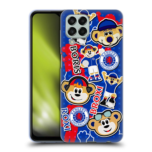Rangers FC Crest Mascot Sticker Collage Soft Gel Case for Samsung Galaxy M33 (2022)