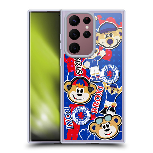 Rangers FC Crest Mascot Sticker Collage Soft Gel Case for Samsung Galaxy S22 Ultra 5G