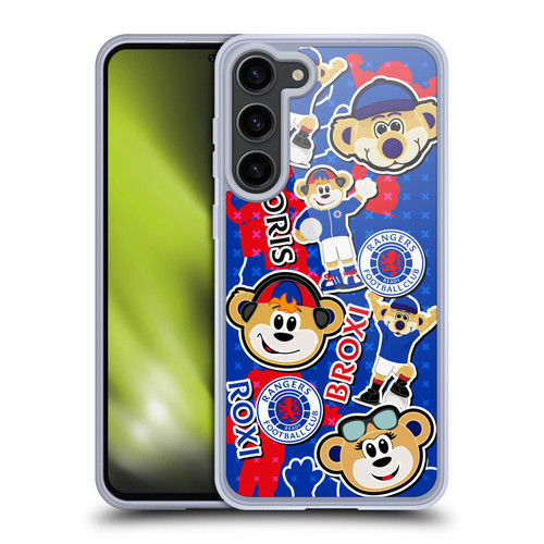 Rangers FC Crest Mascot Sticker Collage Soft Gel Case for Samsung Galaxy S23+ 5G