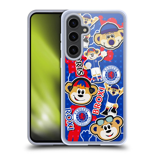 Rangers FC Crest Mascot Sticker Collage Soft Gel Case for Samsung Galaxy S24+ 5G