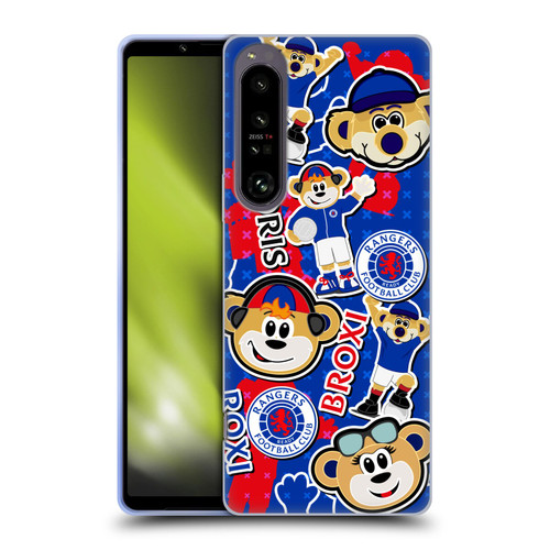 Rangers FC Crest Mascot Sticker Collage Soft Gel Case for Sony Xperia 1 IV