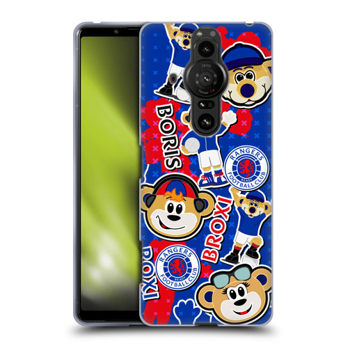 Rangers FC Crest Mascot Sticker Collage Soft Gel Case for Sony Xperia Pro-I