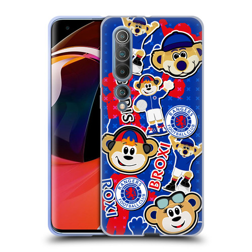 Rangers FC Crest Mascot Sticker Collage Soft Gel Case for Xiaomi Mi 10 5G / Mi 10 Pro 5G