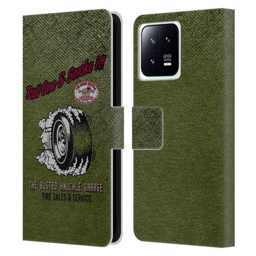 Busted Knuckle Garage Graphics Tire Leather Book Wallet Case Cover For Xiaomi 13 5G
