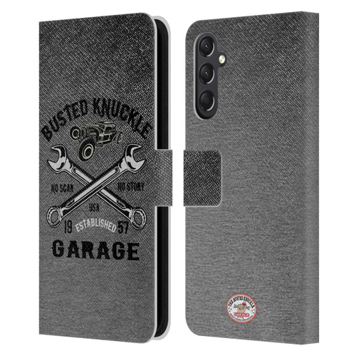 Busted Knuckle Garage Graphics No Scar Leather Book Wallet Case Cover For Samsung Galaxy A24 4G / M34 5G